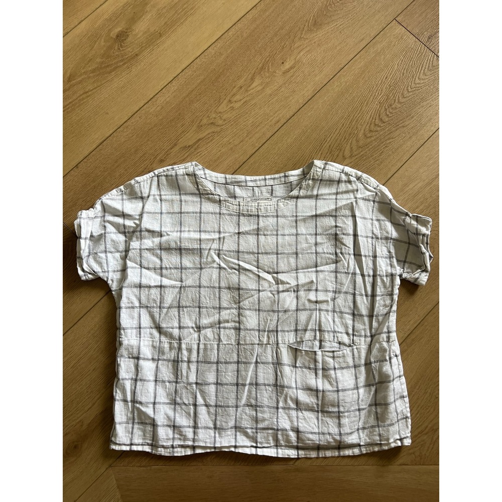 Current Elliott Women's Plaid Print Short Sleeve‎ Top